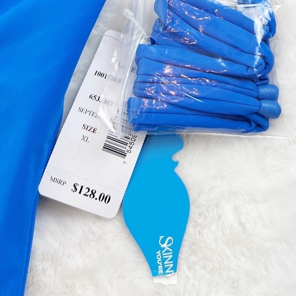 NWT Skinny Dippers Lacey Tie Breaker One Piece Swimsuit Blue - Picture 5 of 7